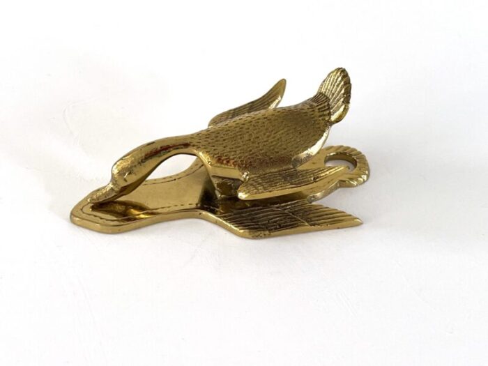 vintage brass wall clip flying duck 6190