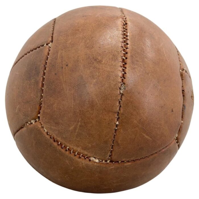 vintage brown leather medicine ball 1930s 1