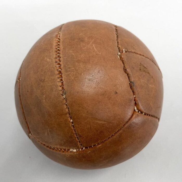 vintage brown leather medicine ball 1930s 2