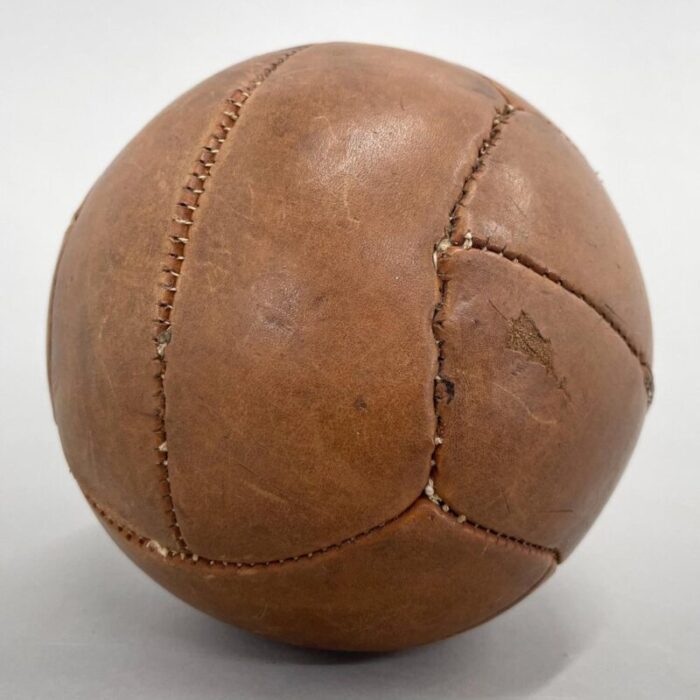 vintage brown leather medicine ball 1930s 3