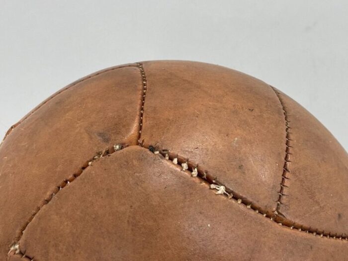 vintage brown leather medicine ball 1930s 4