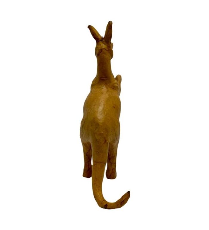 vintage brown leather wrapped kangaroo statue 0250