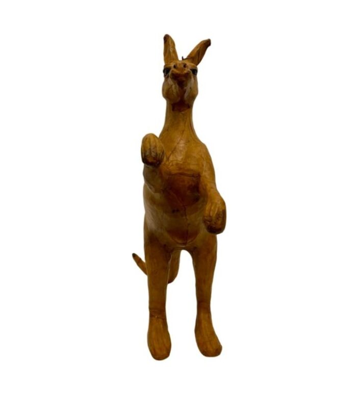 vintage brown leather wrapped kangaroo statue 1387