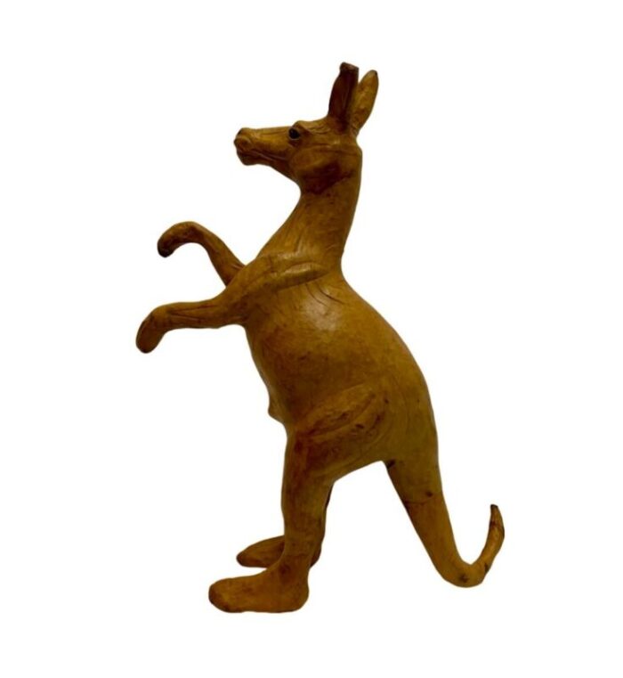 vintage brown leather wrapped kangaroo statue 5903