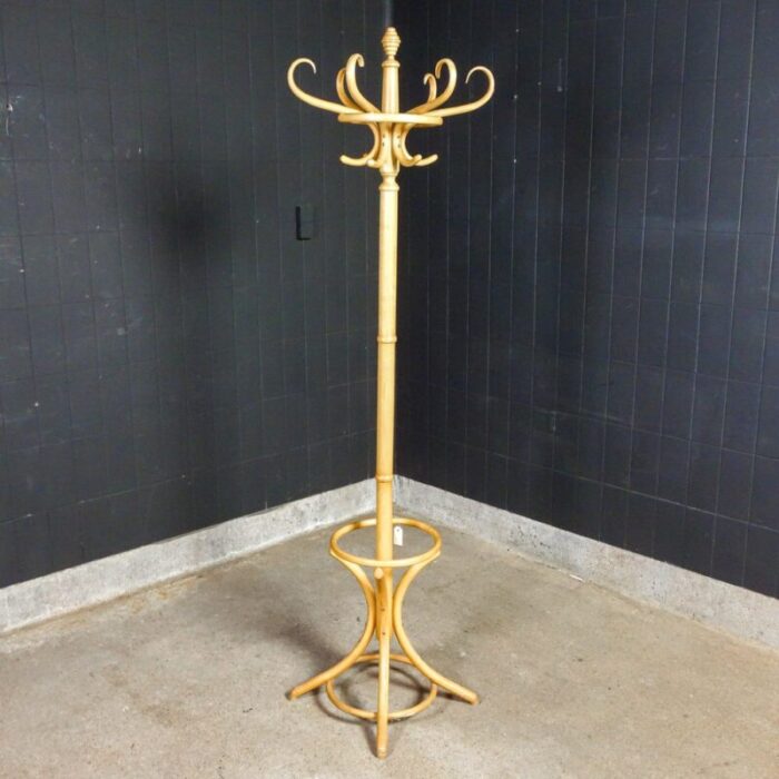 vintage brown standing coat rack in thonet style 2