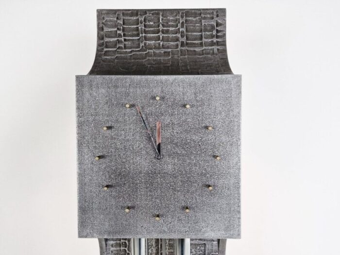 vintage brutalist standing clock 1970s 6