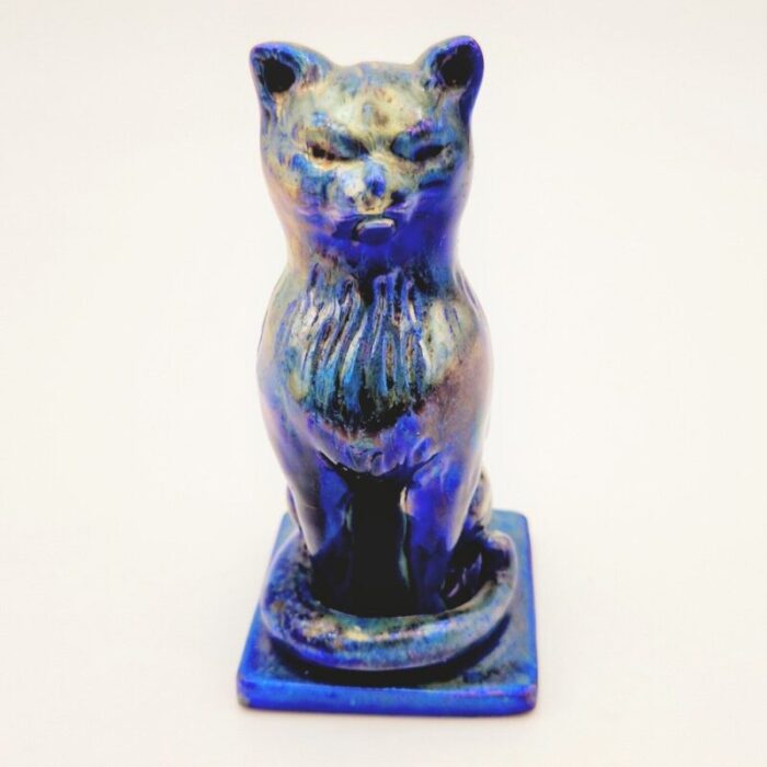 vintage cat figurine in ceramics from rambersvillers 1940s 4