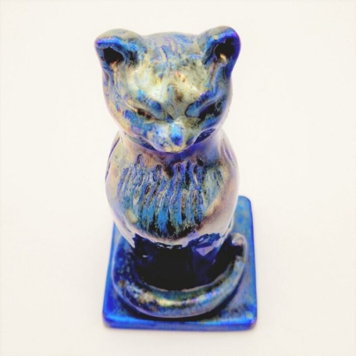 vintage cat figurine in ceramics from rambersvillers 1940s 7