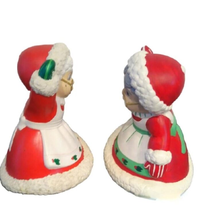 vintage ceramic large christmas grannies mrs clause red white statues a pair 5198