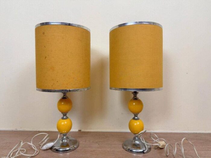 vintage chevron table lamps 1970 set of 2 7601