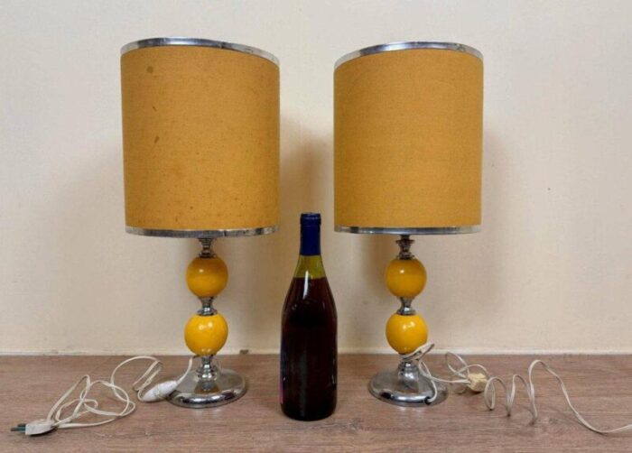 vintage chevron table lamps 1970 set of 2 9782