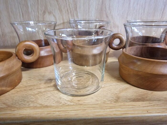 vintage cups in teak set of 6 4