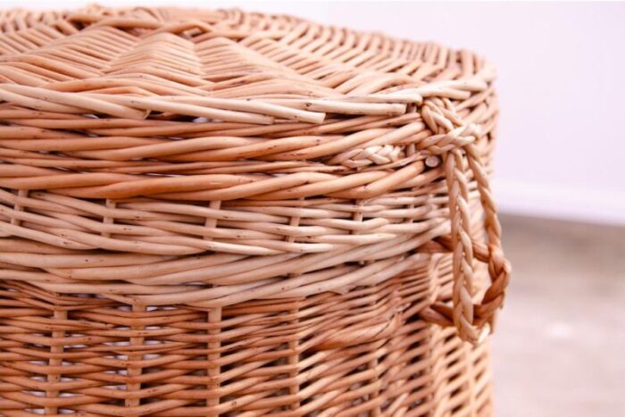 vintage czechoslovakiam wicker laundry basket 1970s 0347