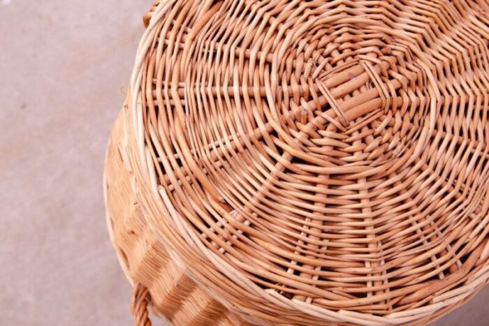 vintage czechoslovakiam wicker laundry basket 1970s 4482