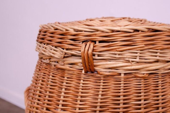 vintage czechoslovakiam wicker laundry basket 1970s 9071