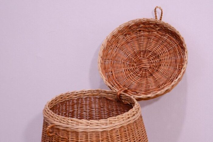 vintage czechoslovakiam wicker laundry basket 1970s 9941