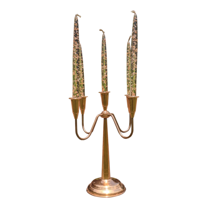 vintage danish modern copper 5 arm candelabra candle holder with lucite candles 7228