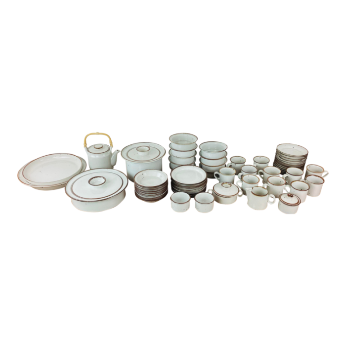 vintage dansk brown mist stoneware dinnerware and serving bowls casserole set 54 pcs 1943