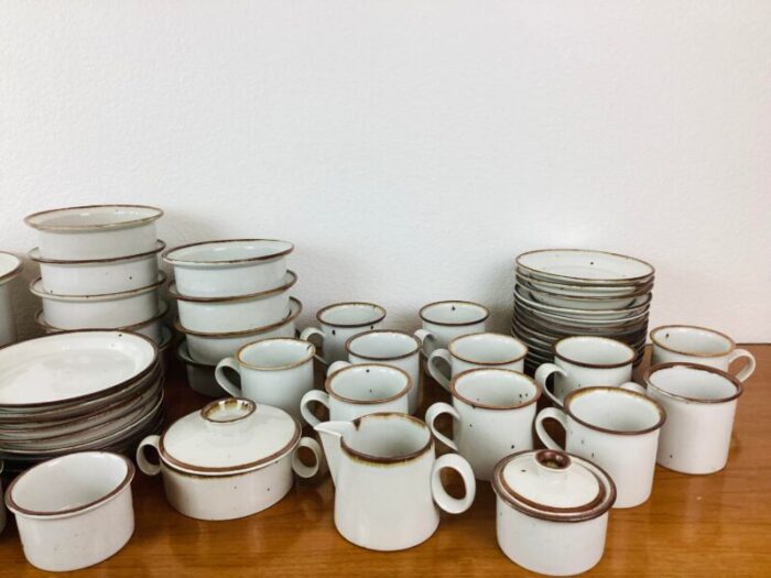 vintage dansk brown mist stoneware dinnerware and serving bowls casserole set 54 pcs 4599