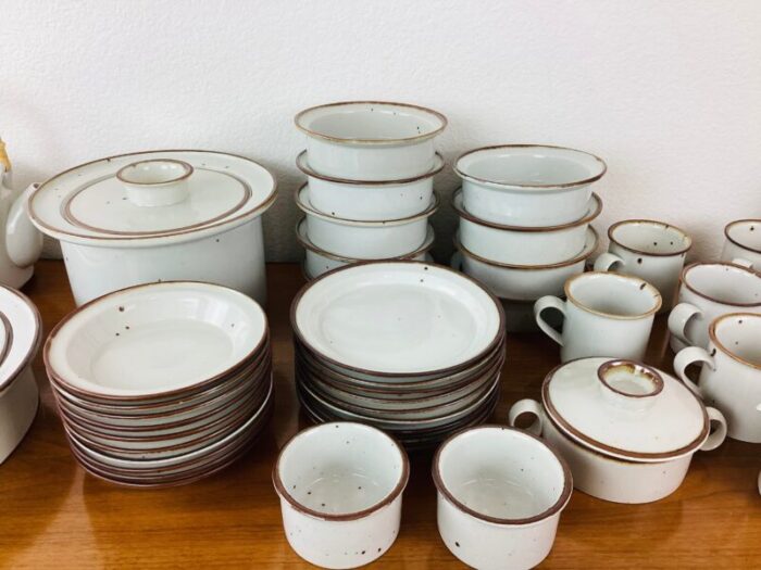 vintage dansk brown mist stoneware dinnerware and serving bowls casserole set 54 pcs 7877