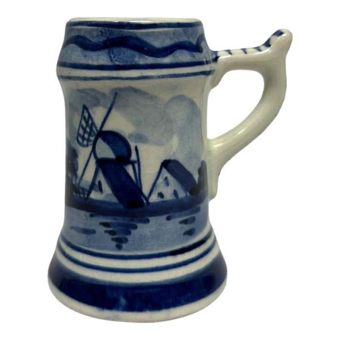 vintage delft blue pottery mug holland hand painted decorative ceramic mini tankard cup 0710