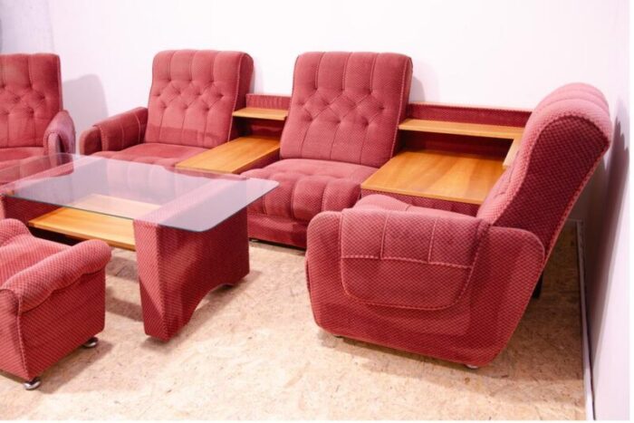 vintage eastern bloc living room set czechoslovakia 1980s set of 4 4411