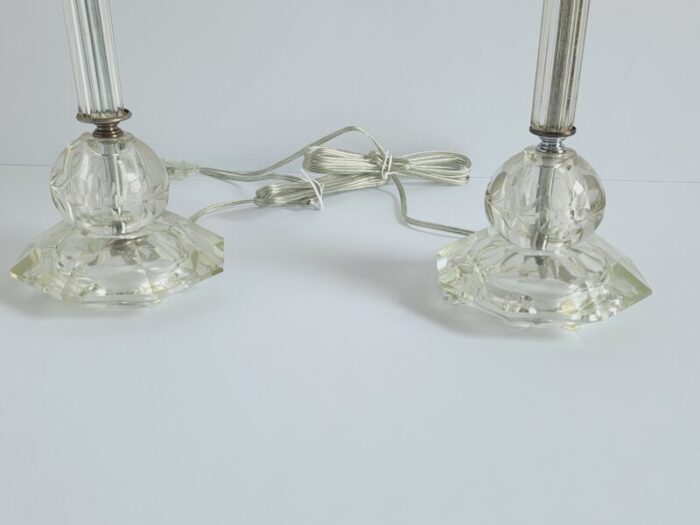 vintage etched glass and lucite table lamps a pair 8196