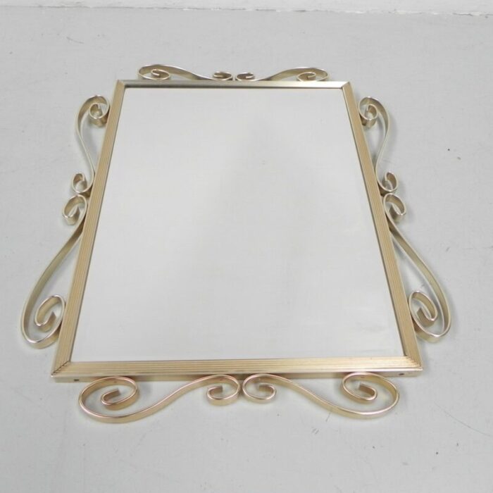 vintage faceted mirror in aluminum frame 1950s 1