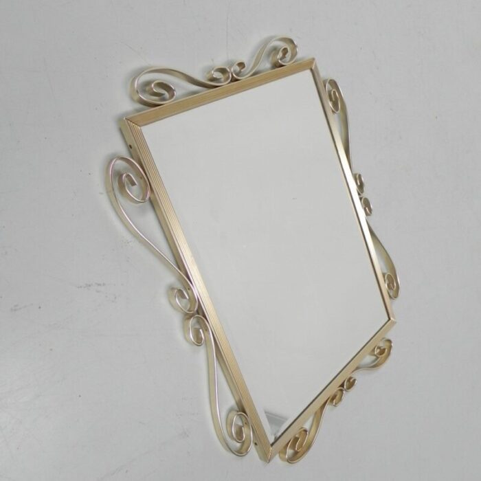 vintage faceted mirror in aluminum frame 1950s 11