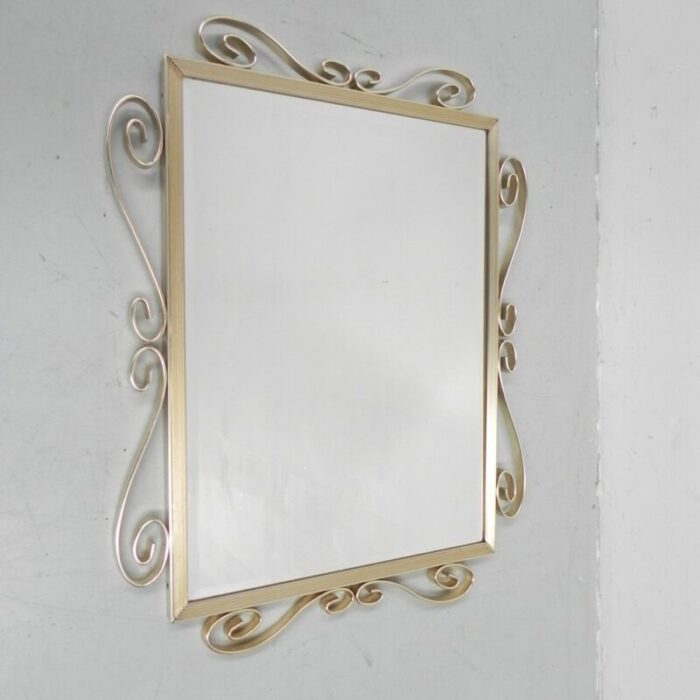 vintage faceted mirror in aluminum frame 1950s 12