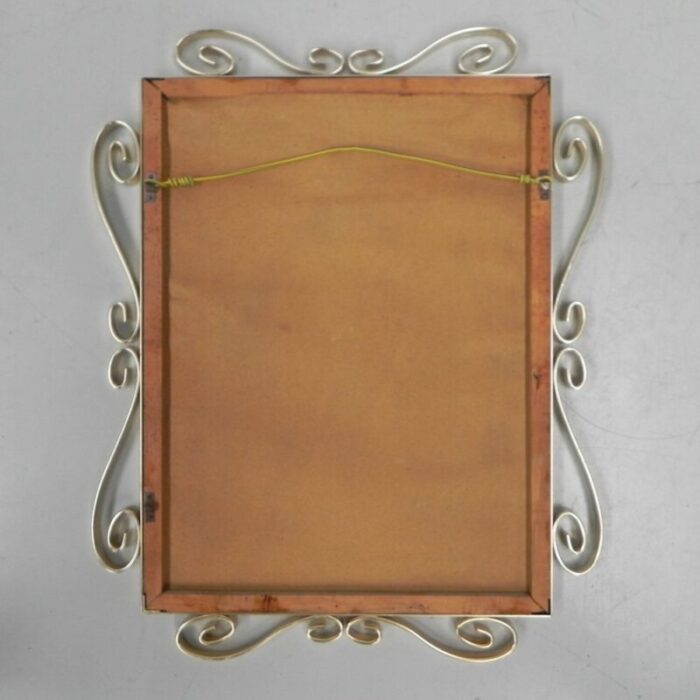 vintage faceted mirror in aluminum frame 1950s 14