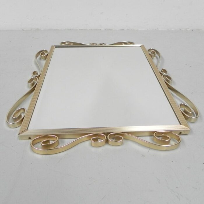 vintage faceted mirror in aluminum frame 1950s 6