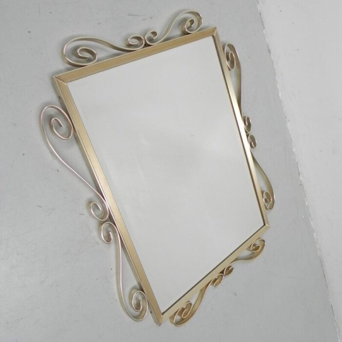 vintage faceted mirror in aluminum frame 1950s 7