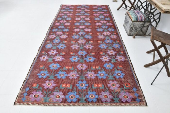 vintage floral wool kilim rug 1