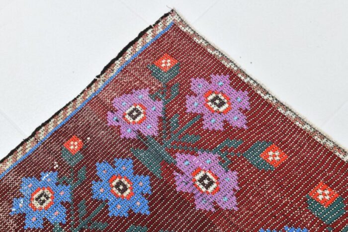 vintage floral wool kilim rug 12