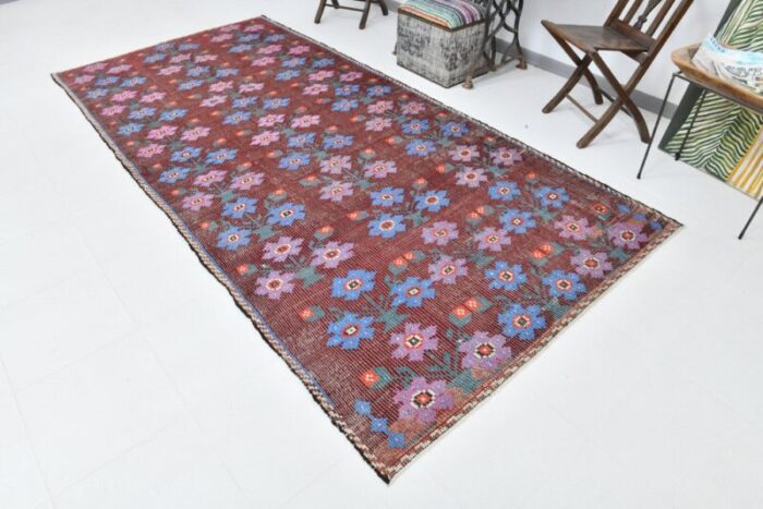 vintage floral wool kilim rug 2