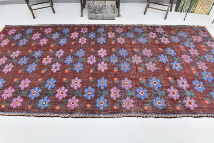 vintage floral wool kilim rug 3