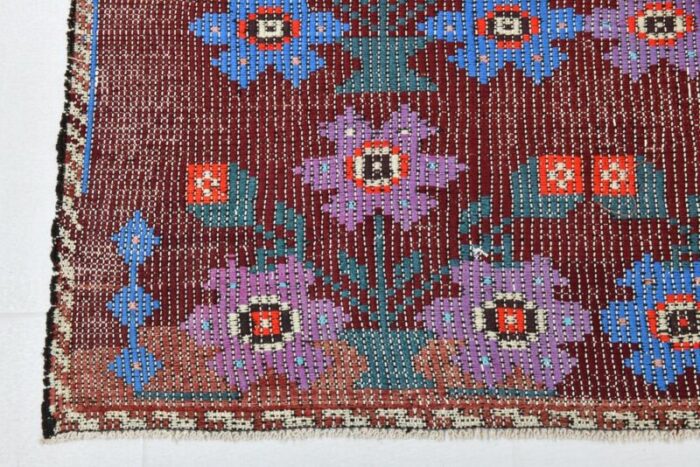 vintage floral wool kilim rug 7