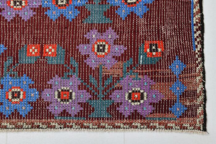 vintage floral wool kilim rug 9