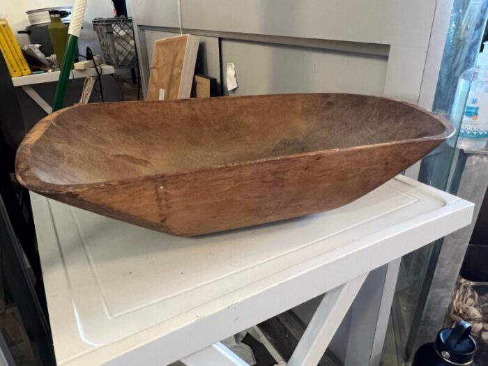 vintage folk art wood dough trencher bowl 1891