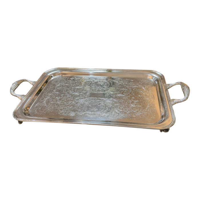 vintage footed butler silverplate tray by empress federab silver co 2356