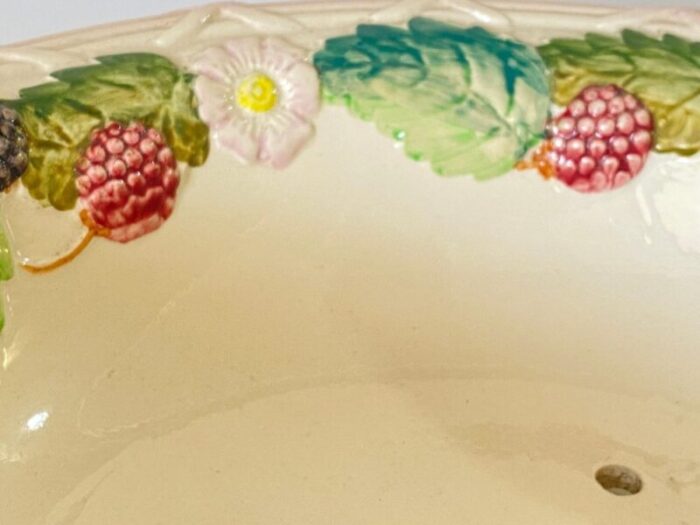 vintage french majolica fruit bowl table centerpiece 1960s 5