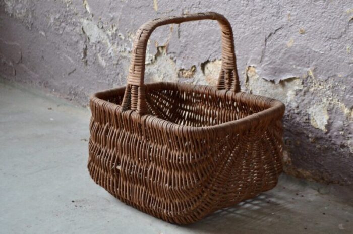 vintage french wicker basket 1970s 1