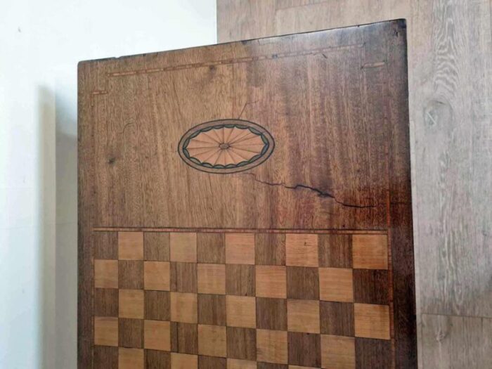 vintage game table with marquetry 0350