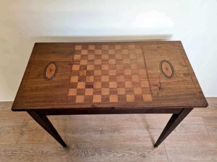 vintage game table with marquetry 4004