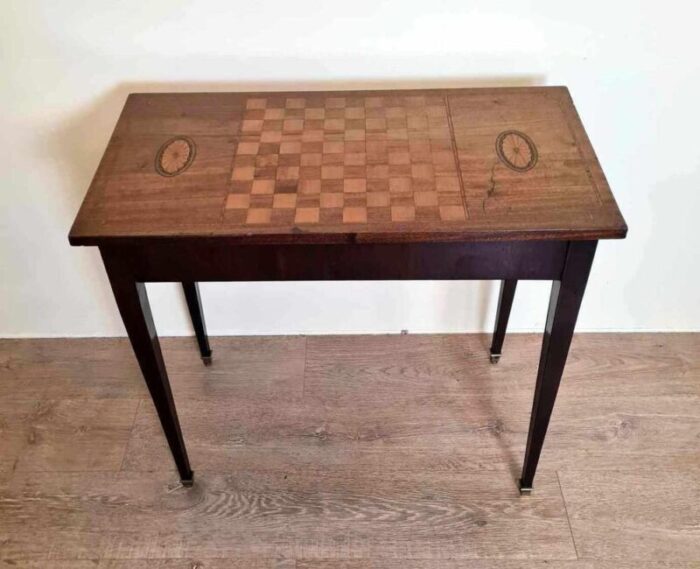 vintage game table with marquetry 5509