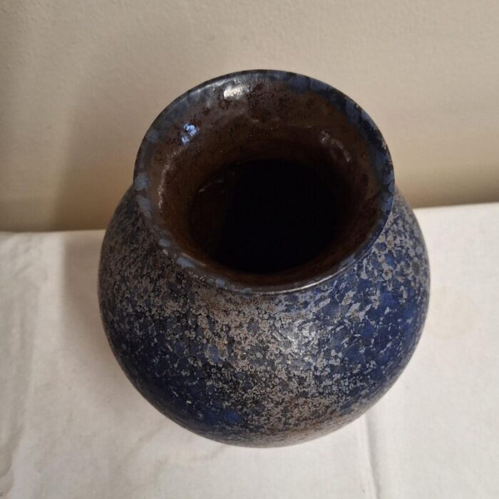 vintage german ceramic vase with blue silver glaze by ruscha 1970s 2409