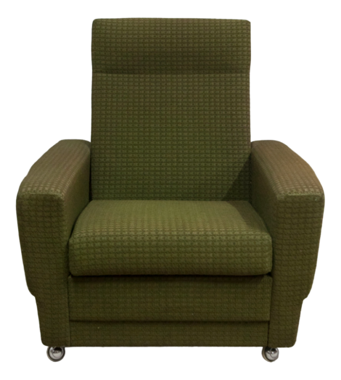 vintage green armchair on casters 1960s 1593