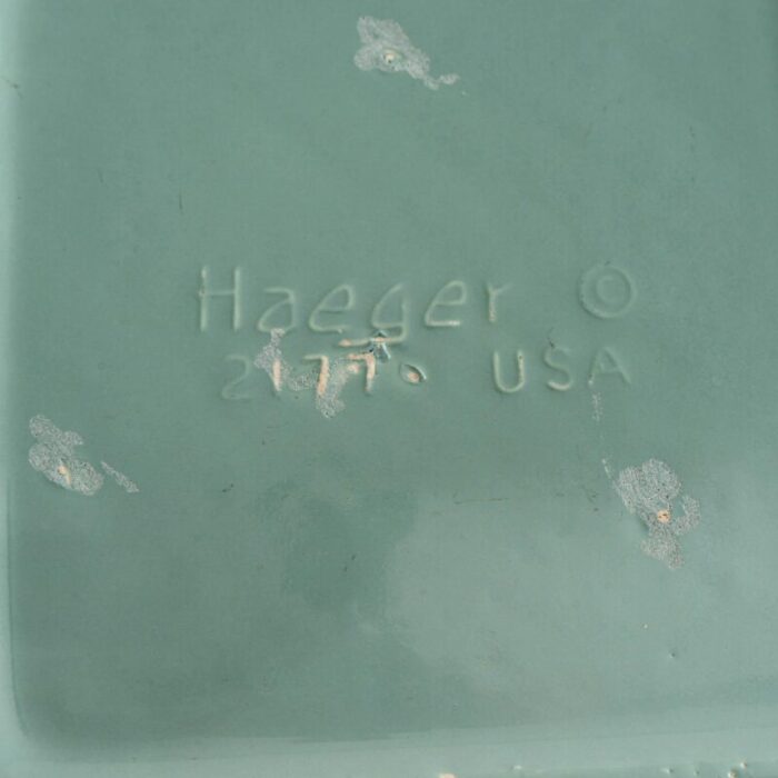 vintage haeger green square catchall tray 2736