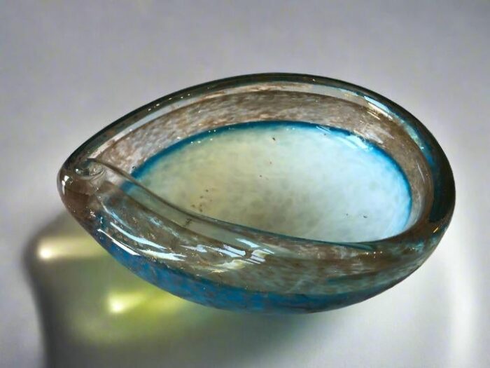 vintage hand blown cerulean blue bowl 0143